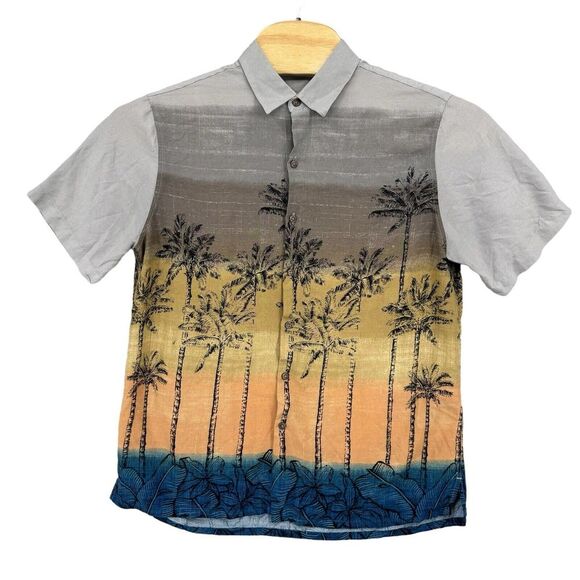 Batik Bay Large Rayon Short Sleeve Button Up Palm Trees Men's Hawaiian Shirt - Picture 1 of 5